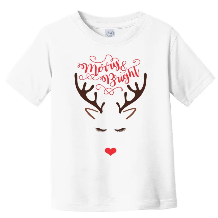 Cute Merry And Bright Reindeer For The Holidays Toddler T-Shirt