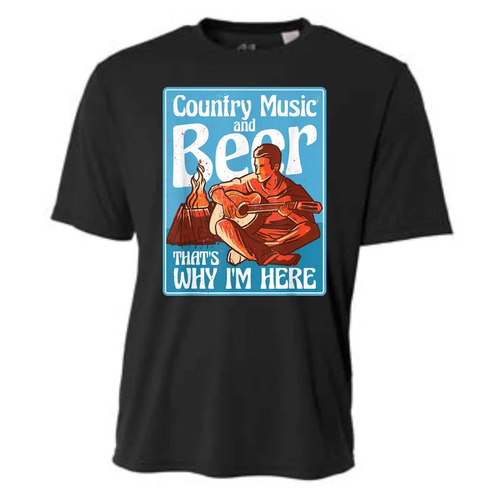 Country Music And Beer That's Why I'm Here Country Music Cooling Performance Crew T-Shirt