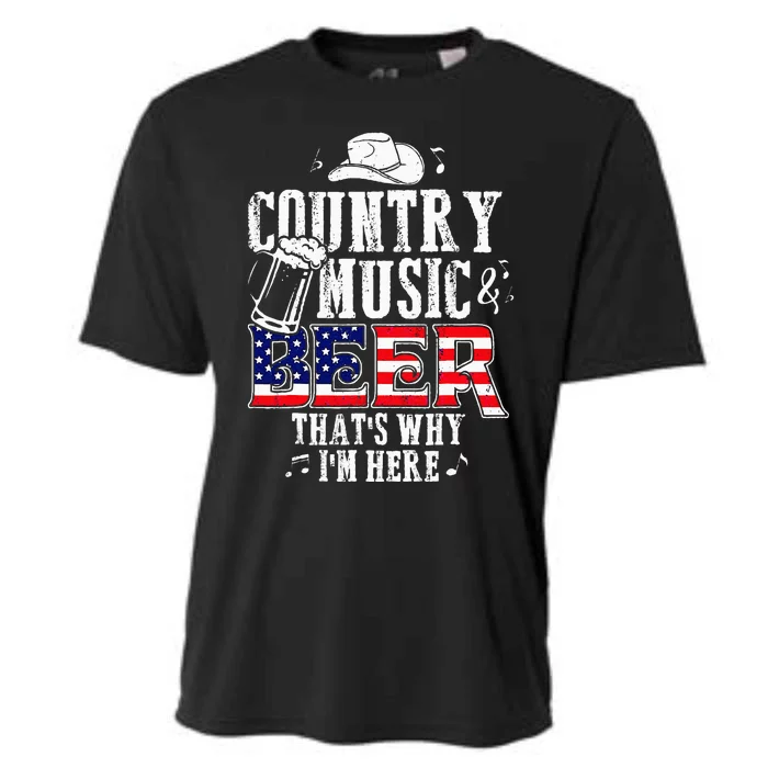 Country Music And Beer Thats Why Im Here Cooling Performance Crew T-Shirt