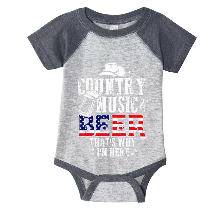 Country Music And Beer Thats Why Im Here Infant Baby Jersey Bodysuit