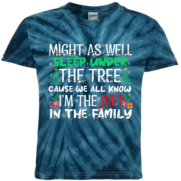 Christmas Might As Well Sleep Under Tree Christmas Kids Tie-Dye T-Shirt