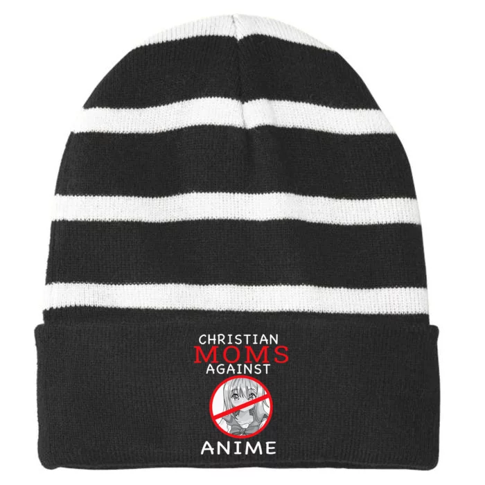 Christian Moms Against Anime Striped Beanie with Solid Band