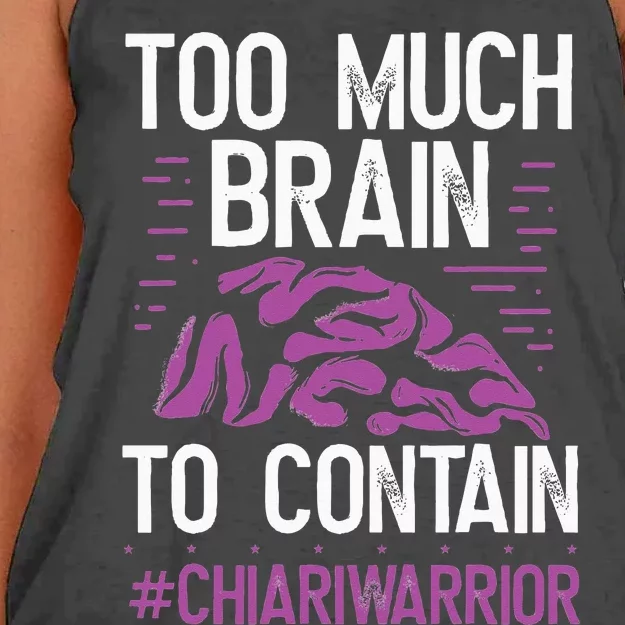 Chiari Malformation Awareness Too much Brain Purple Ribbon Women's Knotted Racerback Tank