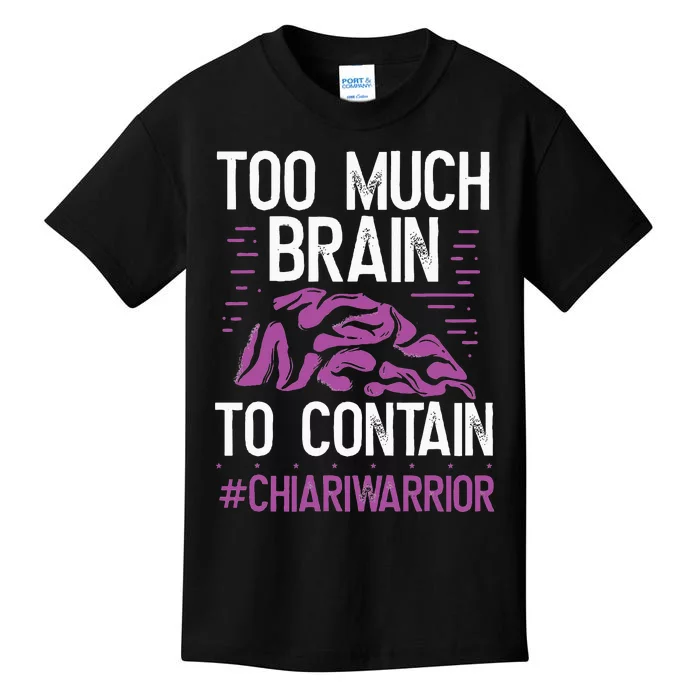 Chiari Malformation Awareness Too much Brain Purple Ribbon Kids T-Shirt