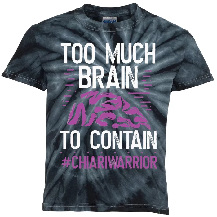 Chiari Malformation Awareness Too much Brain Purple Ribbon Kids Tie-Dye T-Shirt