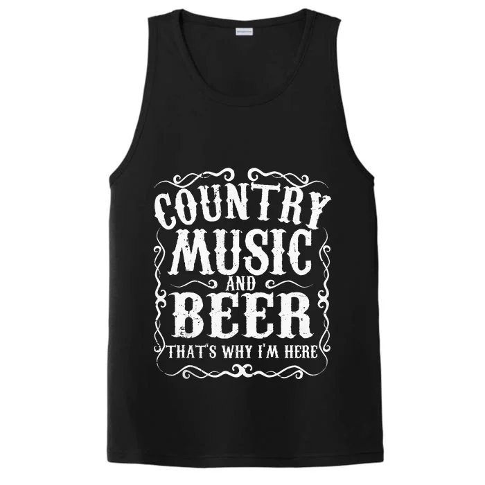 Country Music And Beer Thats Why Im Here Concert Show Gift Performance Tank