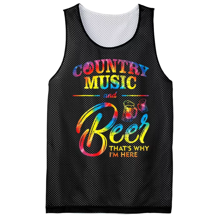 Country Music And Beer Thats Why Im Here Women Ladies Gift Mesh Reversible Basketball Jersey Tank