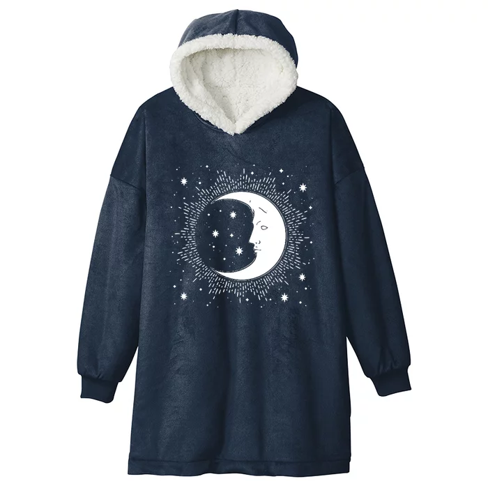 Crescent Moon And Stars Hooded Wearable Blanket