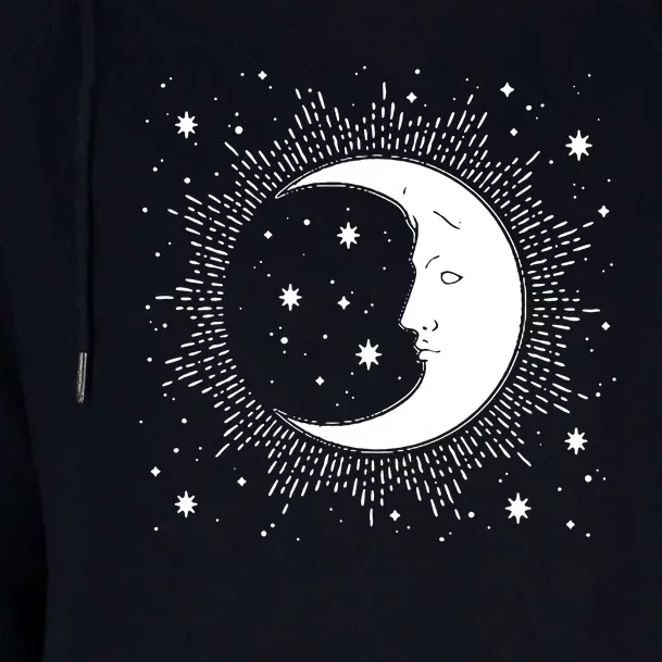 Crescent Moon And Stars Womens Funnel Neck Pullover Hood