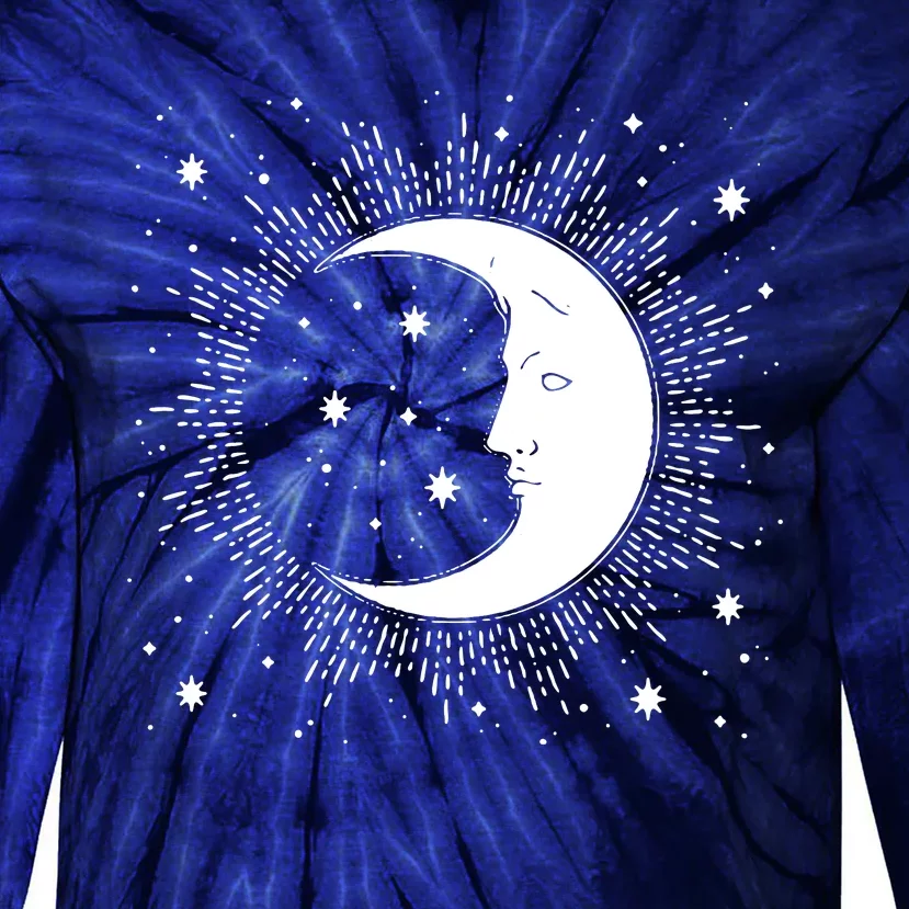 Crescent Moon And Stars Tie-Dye Long Sleeve Shirt