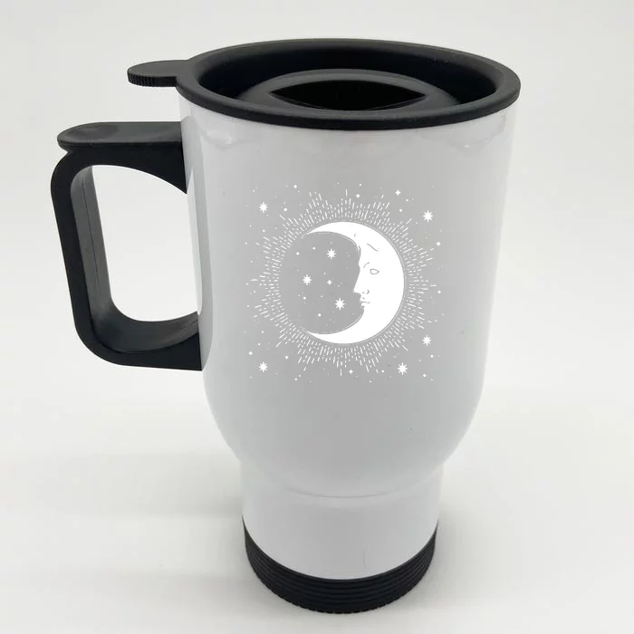 Crescent Moon And Stars Front & Back Stainless Steel Travel Mug