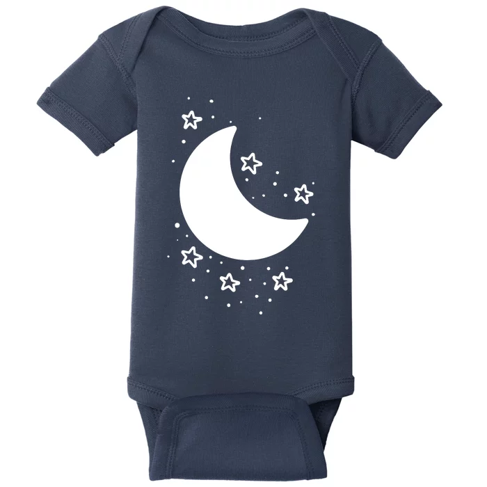 Cool Moon And Stars Night Baby Bodysuit