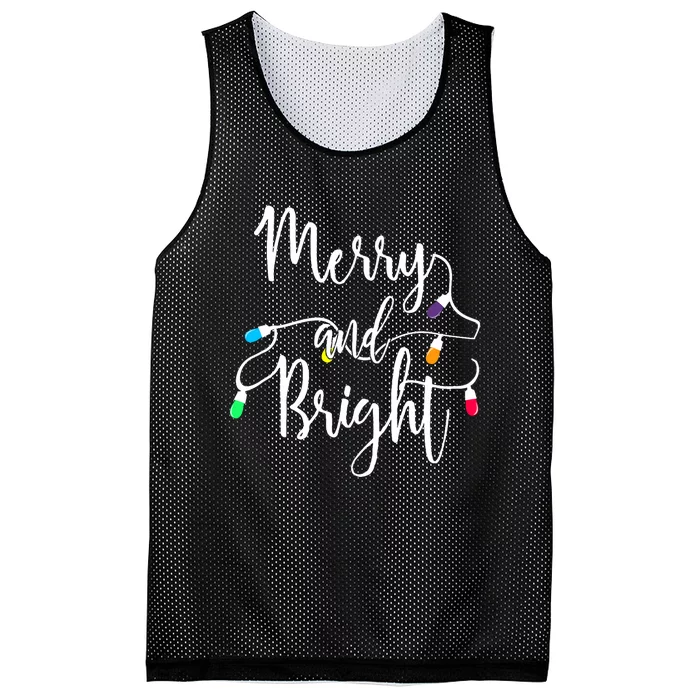 Cute Merry And Bright Christmas Lights Mesh Reversible Basketball Jersey Tank