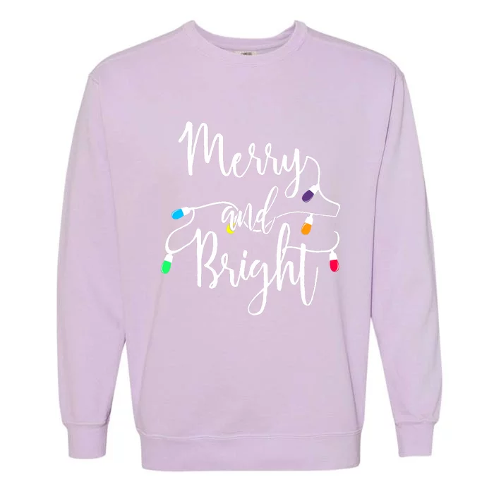 Cute Merry And Bright Christmas Lights Garment-Dyed Sweatshirt