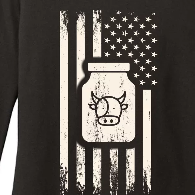 Cow Milk And Usa / American Flag For Dairy Farmer And Milk Lover Great Gift Womens CVC Long Sleeve Shirt