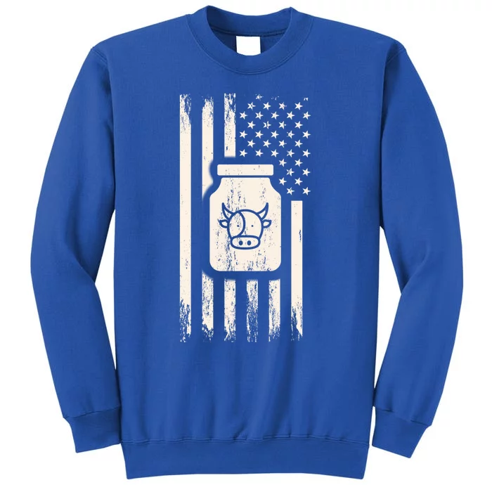 Cow Milk And Usa / American Flag For Dairy Farmer And Milk Lover Great Gift Tall Sweatshirt