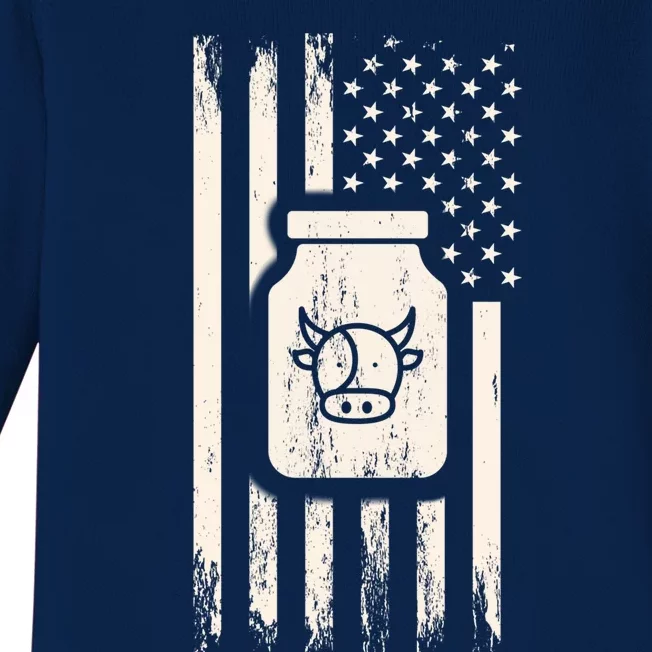 Cow Milk And Usa / American Flag For Dairy Farmer And Milk Lover Great Gift Baby Long Sleeve Bodysuit