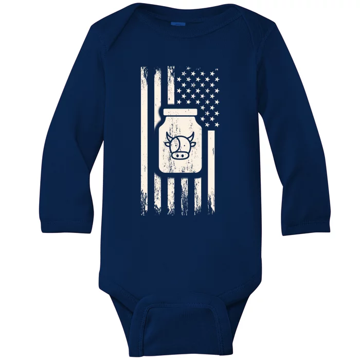 Cow Milk And Usa / American Flag For Dairy Farmer And Milk Lover Great Gift Baby Long Sleeve Bodysuit