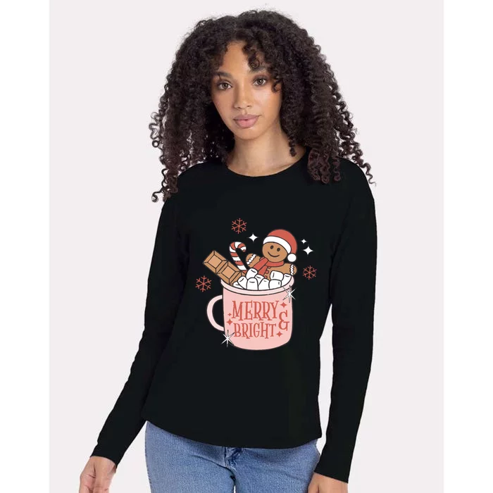 Christmas Merry And Bright Gingerbread Latte Womens Cotton Relaxed Long Sleeve T-Shirt