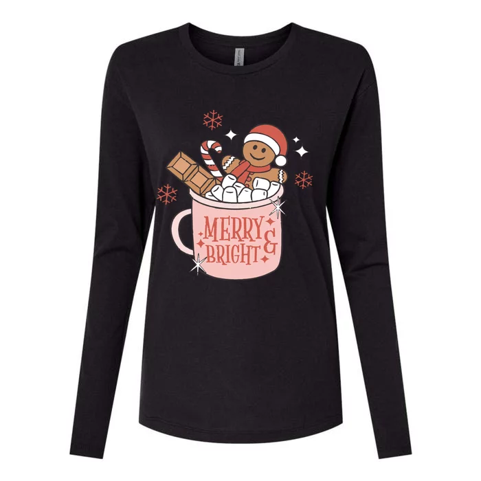 Christmas Merry And Bright Gingerbread Latte Womens Cotton Relaxed Long Sleeve T-Shirt