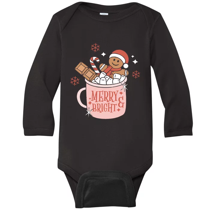 Christmas Merry And Bright Gingerbread Latte Baby Long Sleeve Bodysuit