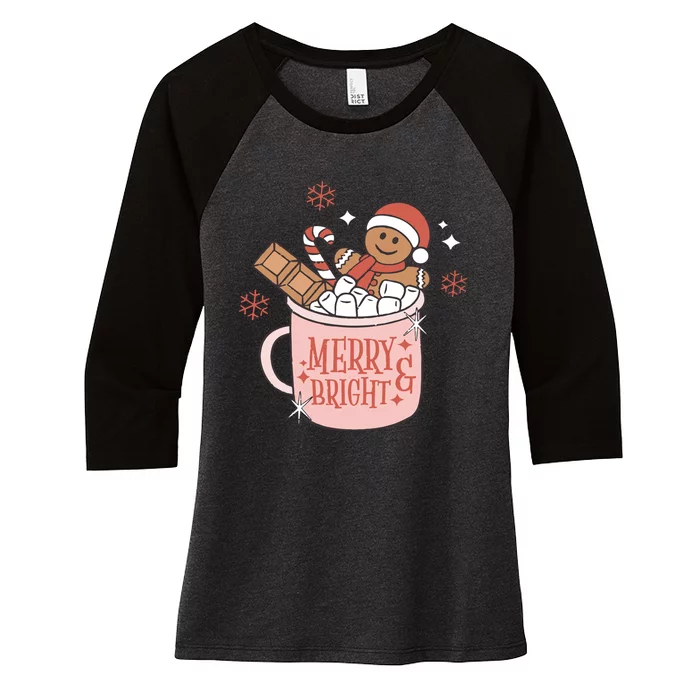 Christmas Merry And Bright Gingerbread Latte Women's Tri-Blend 3/4-Sleeve Raglan Shirt