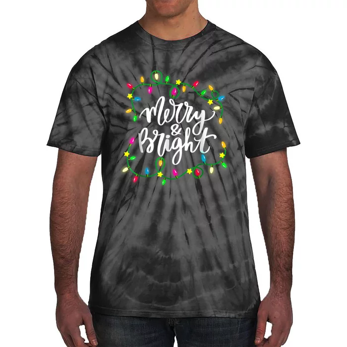 Cute Merry And Bright Christmas Lights Tie-Dye T-Shirt