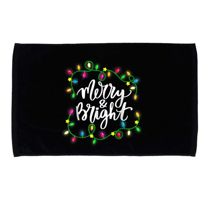 Cute Merry And Bright Christmas Lights Microfiber Hand Towel