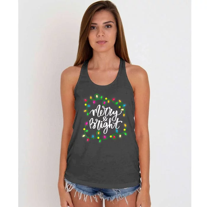 Cute Merry And Bright Christmas Lights Women's Knotted Racerback Tank