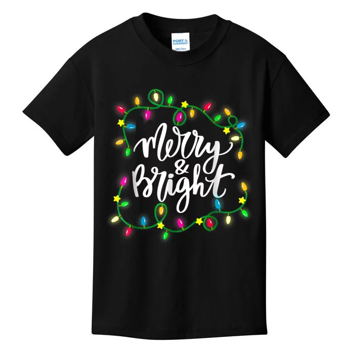 Cute Merry And Bright Christmas Lights Kids T-Shirt