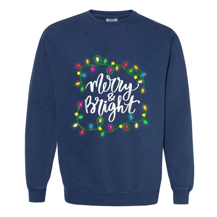 Cute Merry And Bright Christmas Lights Garment-Dyed Sweatshirt