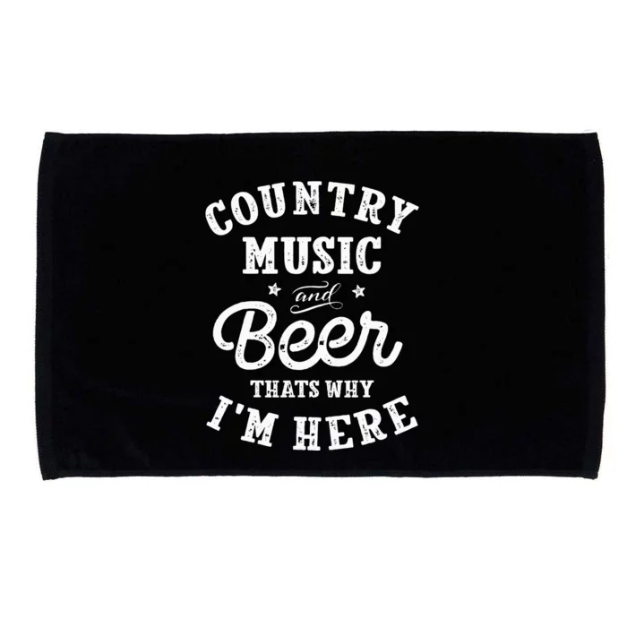 Country Music And Beer ThatS Why IM Here Guitar Guitarist Microfiber Hand Towel