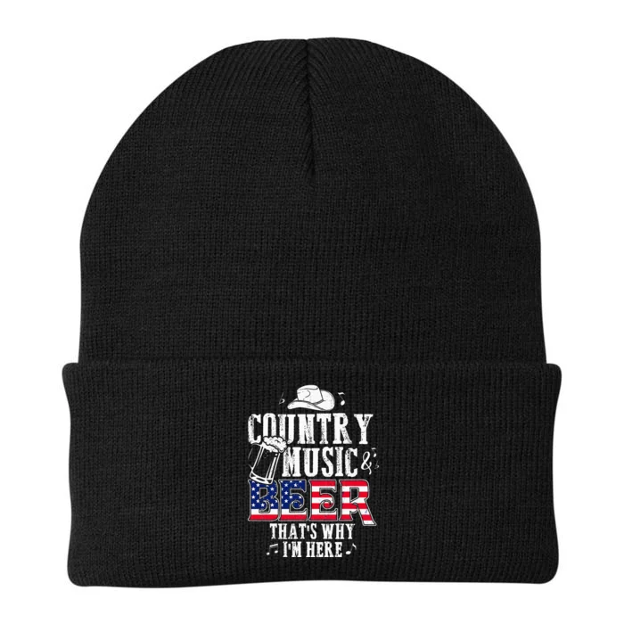 Country Music And Beer Thats Why Im Here Funny Knit Cap Winter Beanie