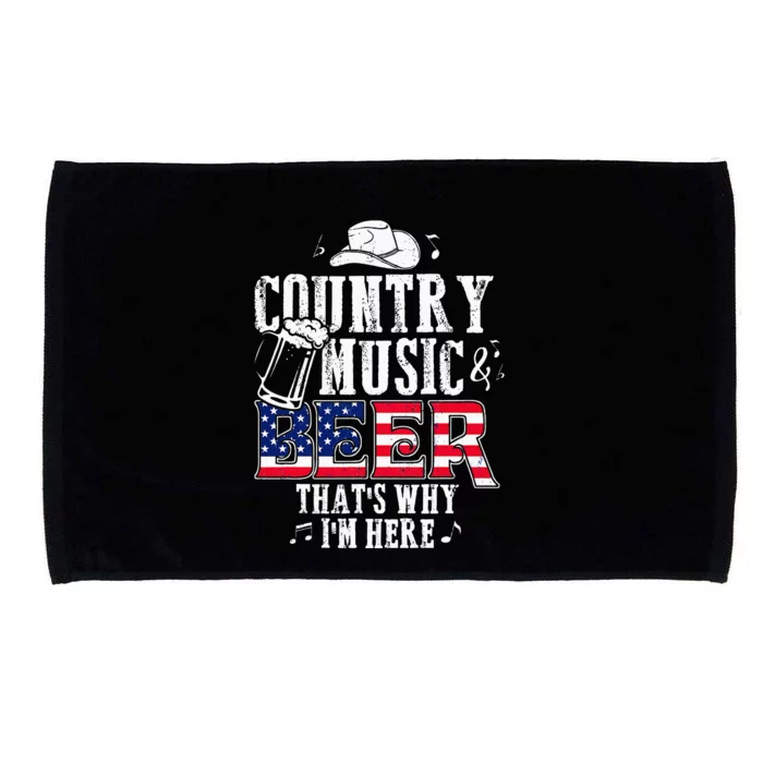 Country Music And Beer Thats Why Im Here Funny Microfiber Hand Towel