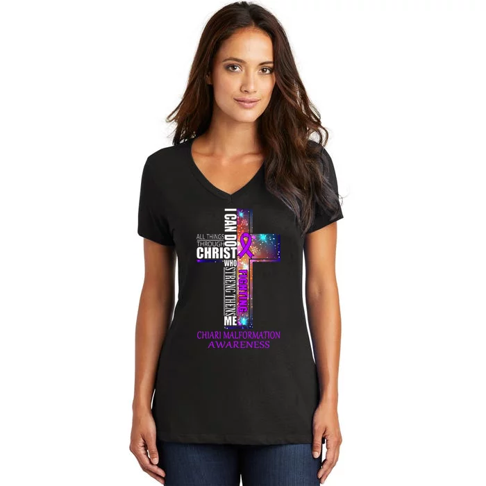 Chiari Malformation Awareness Christmas Gift Women's V-Neck T-Shirt