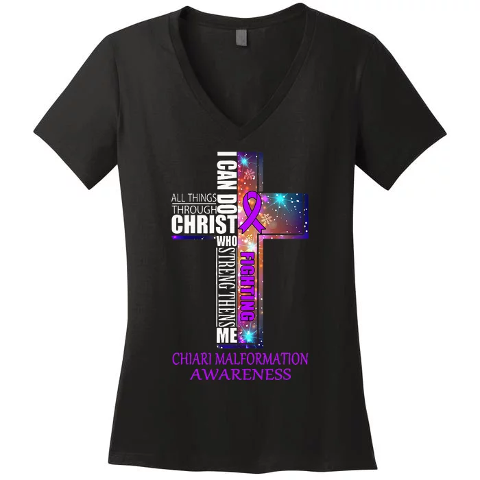 Chiari Malformation Awareness Christmas Gift Women's V-Neck T-Shirt