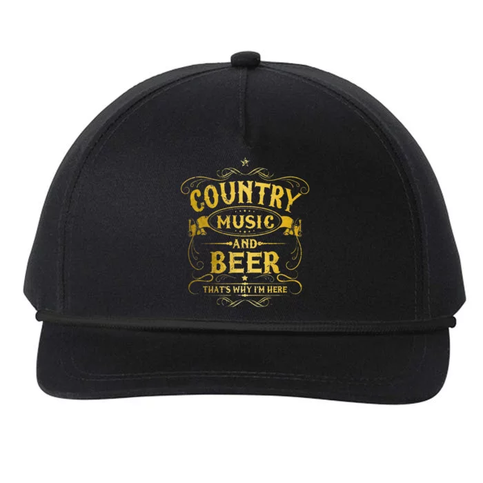 Country Music And Beer Thats Why Im Here Funny Vintage Snapback Five-Panel Rope Hat