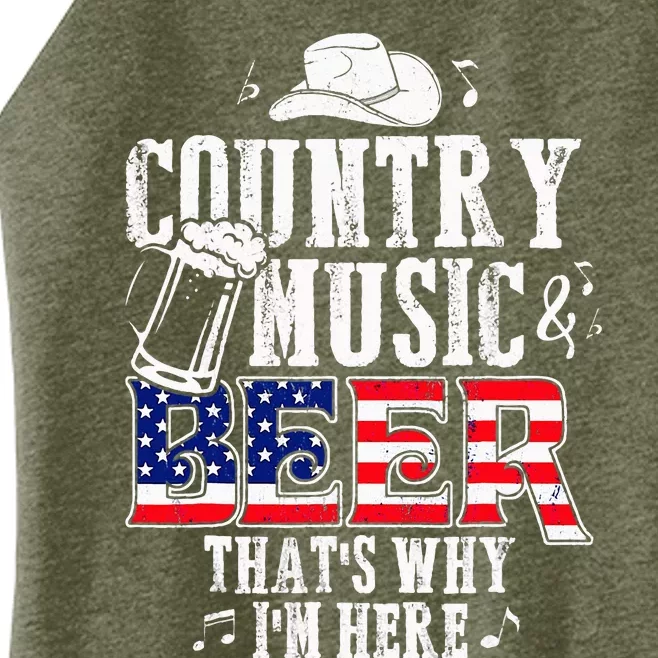 Country Music And Beer ThatS Why IM Here Funny Women’s Perfect Tri Rocker Tank