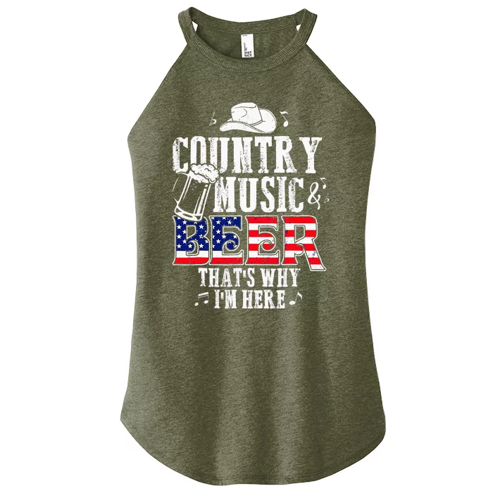 Country Music And Beer ThatS Why IM Here Funny Women’s Perfect Tri Rocker Tank