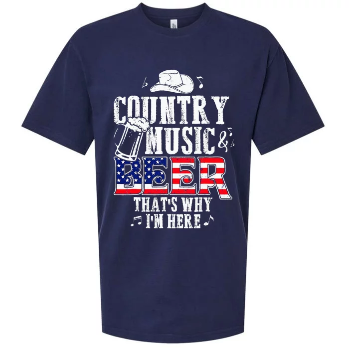 Country Music And Beer ThatS Why IM Here Funny Sueded Cloud Jersey T-Shirt