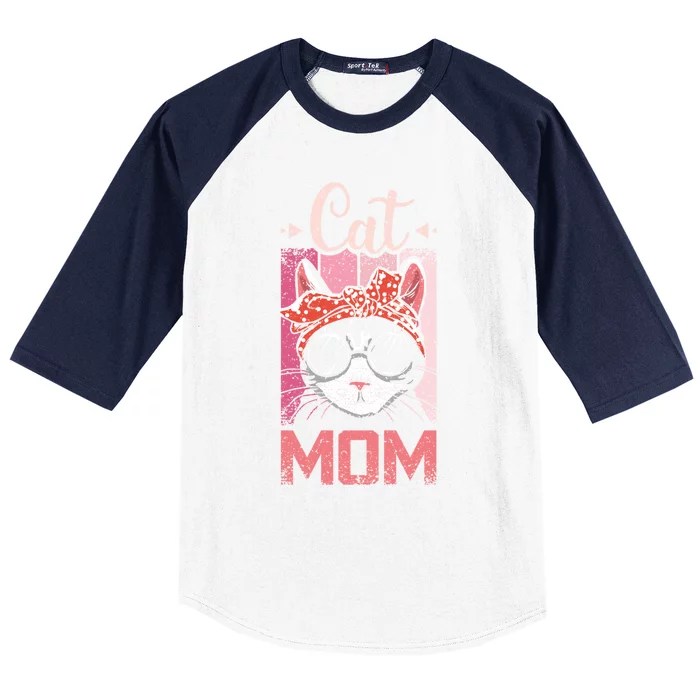 Cat Mom And Mom Cat With Cat Mother And Best Cat Mom Ever Cool Gift Baseball Sleeve Shirt