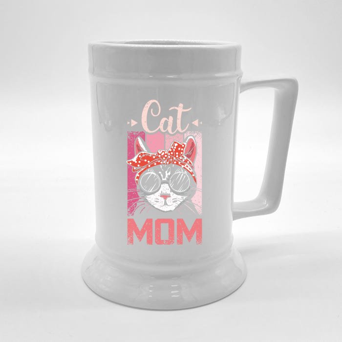 Cat Mom And Mom Cat With Cat Mother And Best Cat Mom Ever Cool Gift Front & Back Beer Stein