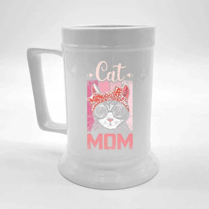 Cat Mom And Mom Cat With Cat Mother And Best Cat Mom Ever Cool Gift Front & Back Beer Stein