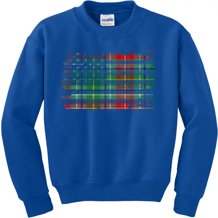 Clan Muirhead American Flag Scottish Tartan Gift Kids Sweatshirt