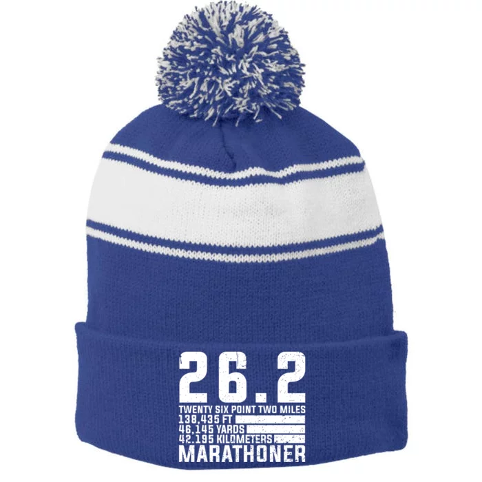 Cool Marathon Art Marathoner Running 26 2 Finisher Gift Stripe Pom Pom Beanie