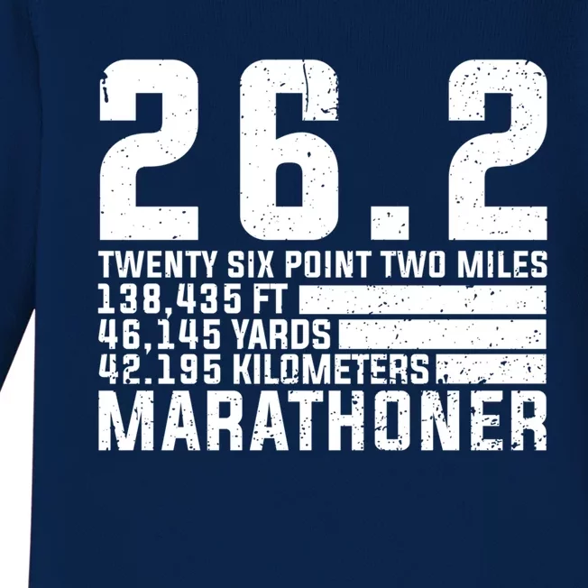 Cool Marathon Art Marathoner Running 26 2 Finisher Gift Baby Long Sleeve Bodysuit