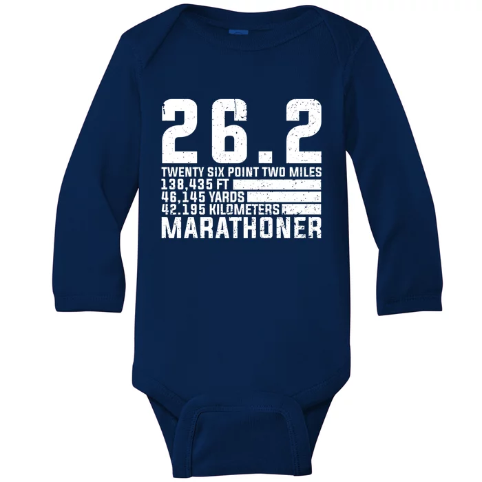 Cool Marathon Art Marathoner Running 26 2 Finisher Gift Baby Long Sleeve Bodysuit