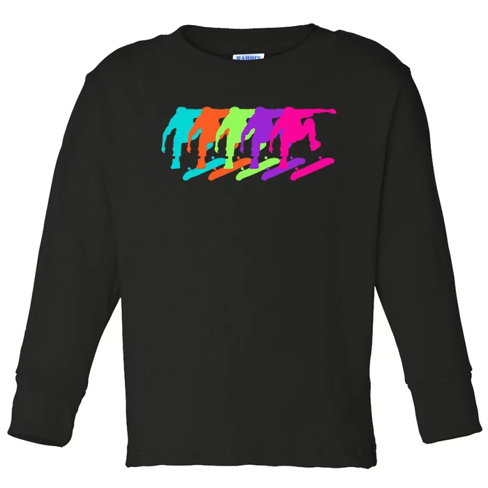 Colorful Motion A Symphony In Silhouette Toddler Long Sleeve Shirt