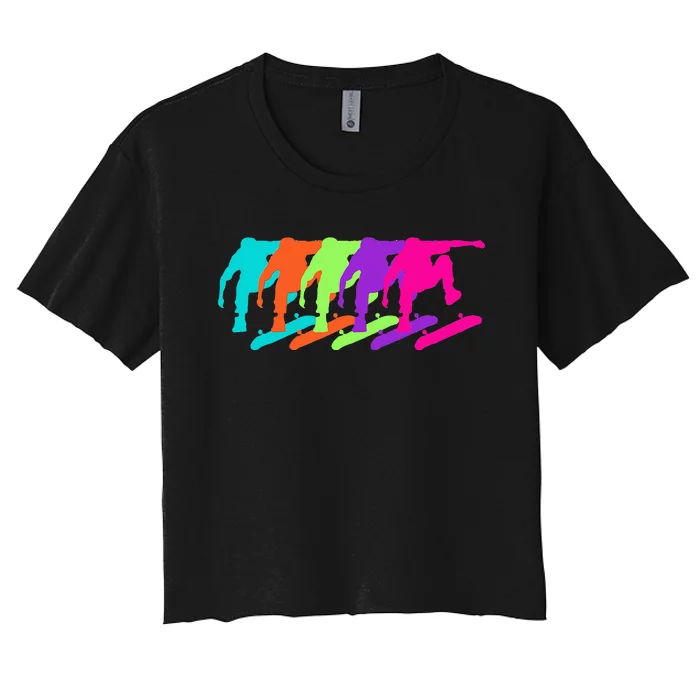 Colorful Motion A Symphony In Silhouette Women's Crop Top Tee