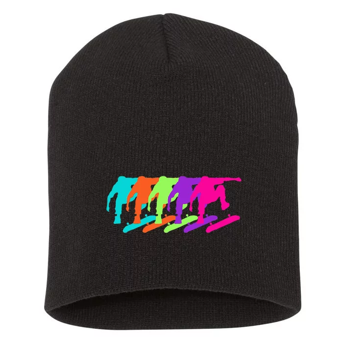 Colorful Motion A Symphony In Silhouette Short Acrylic Beanie